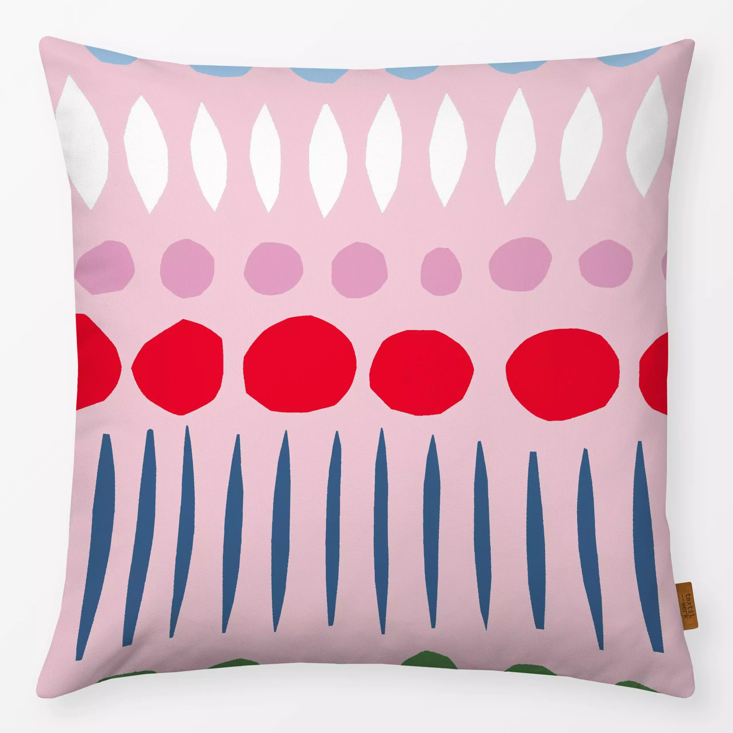 Kissen Pattern Springtime rosa - Symbole & Muster - von „Iris Knabenschuh Textildesign"; Muster, Blatt, Punkte, rosa, Blätte...
