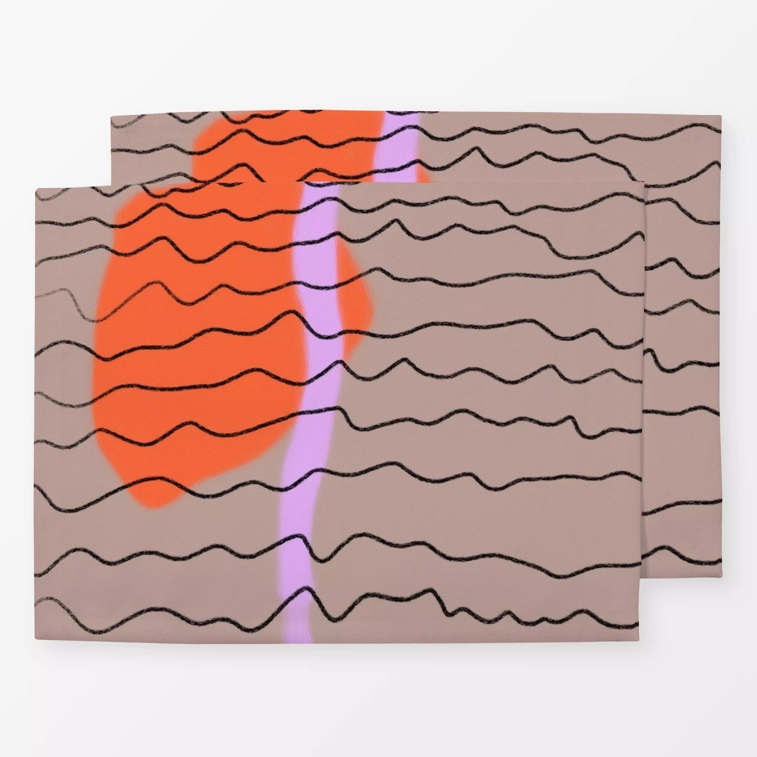 Tischset Mocca Sun and Waves, gemustert, von Ute Arnold