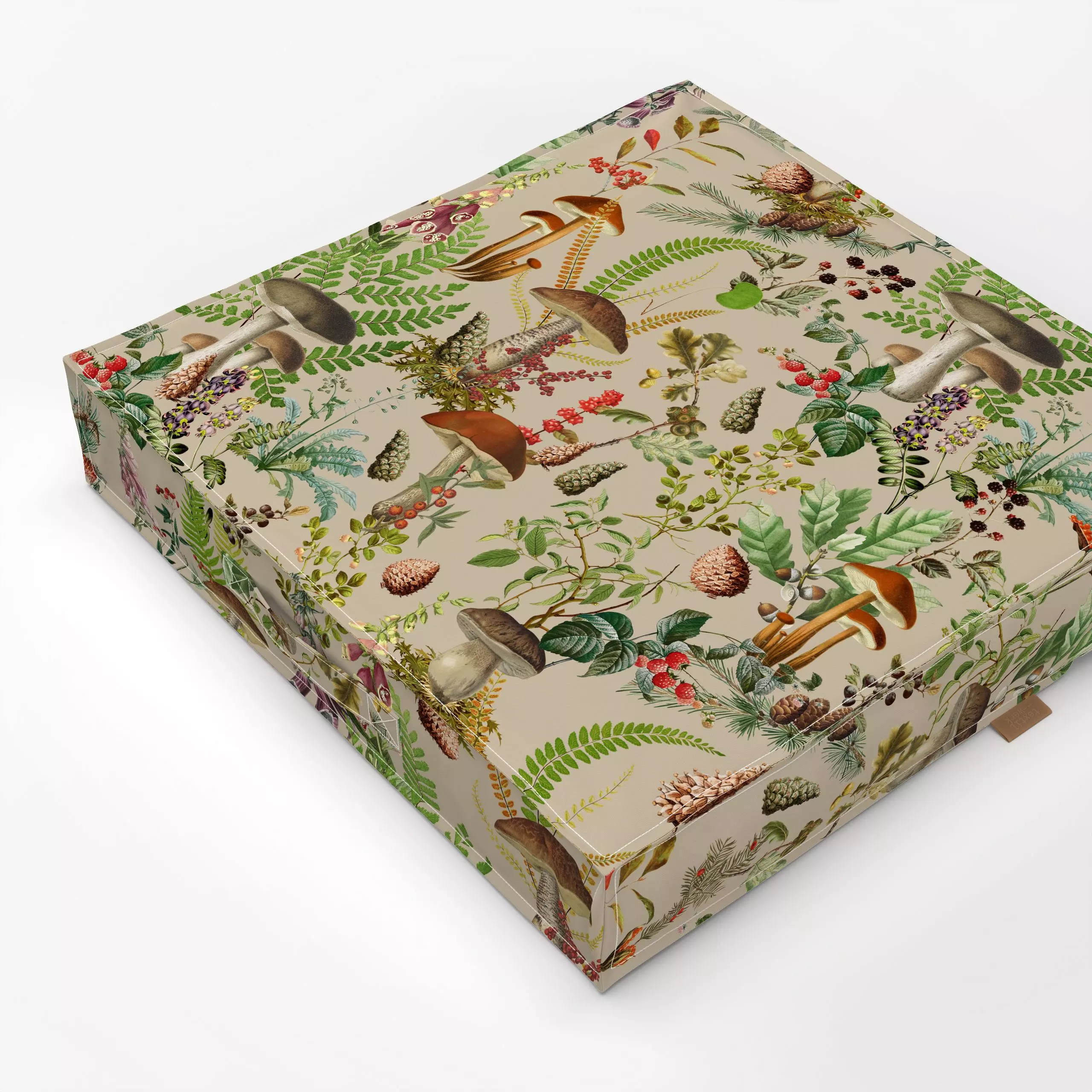 Bodenkissen Wald Erntedank sand - Blumen & Florales, Herbst, Pflanzen & Botanik - von „Uta Naumann"; boho, Farn, Beeren, Wal...