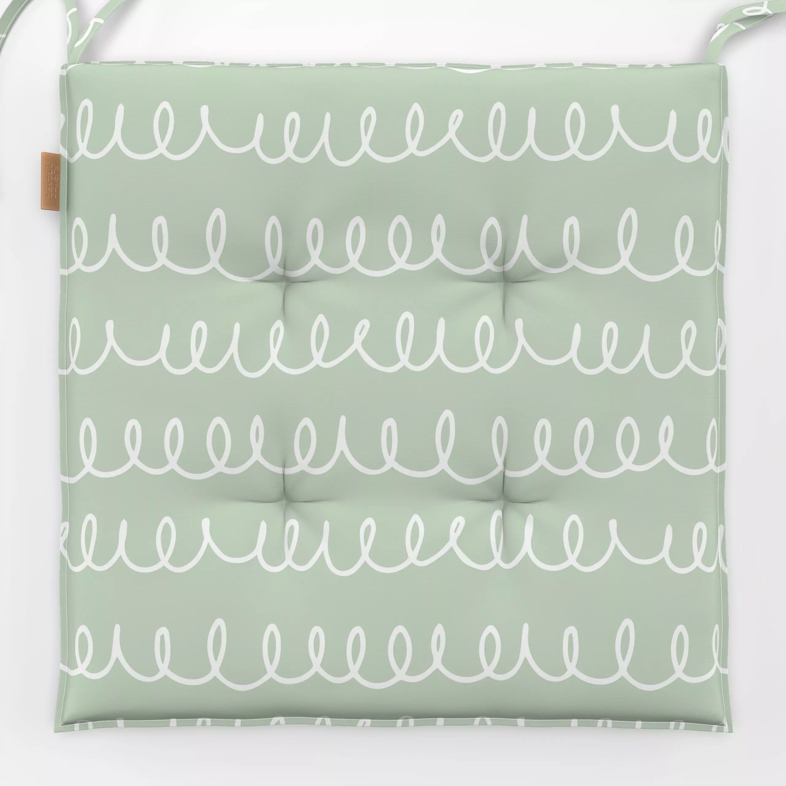 Sitzkissen Swirly Lines Green - Symbole & Muster - von „Barlena"; Muster, minimal, Zeichnung, Linien, abstrakt, skandinavisc...