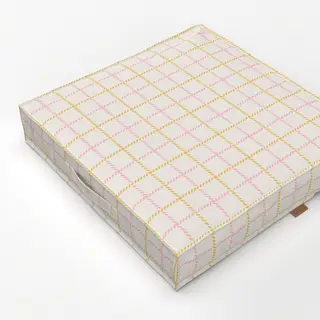 Bodenkissen Linien Karo Gelb Rosa