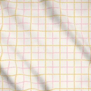 Meterware Linien Karo Gelb Rosa