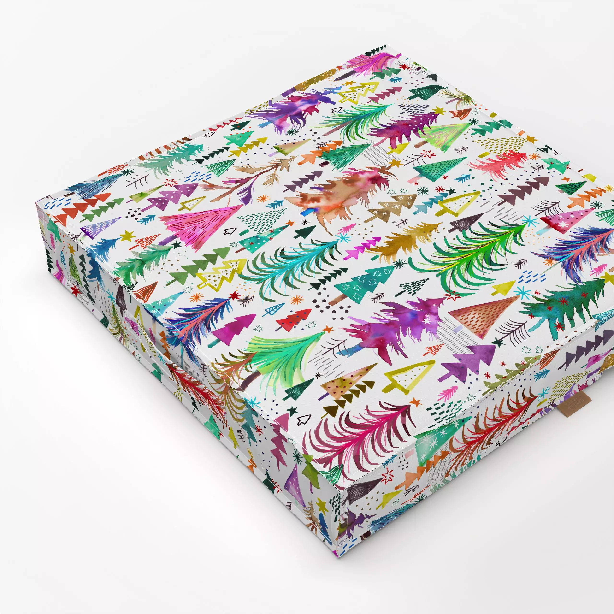 Bodenkissen Colorful Christmas Trees - Natur & Landschaft, Weihnachten, Pflanzen & Botanik - von „Ninola Design "; Berge, We...