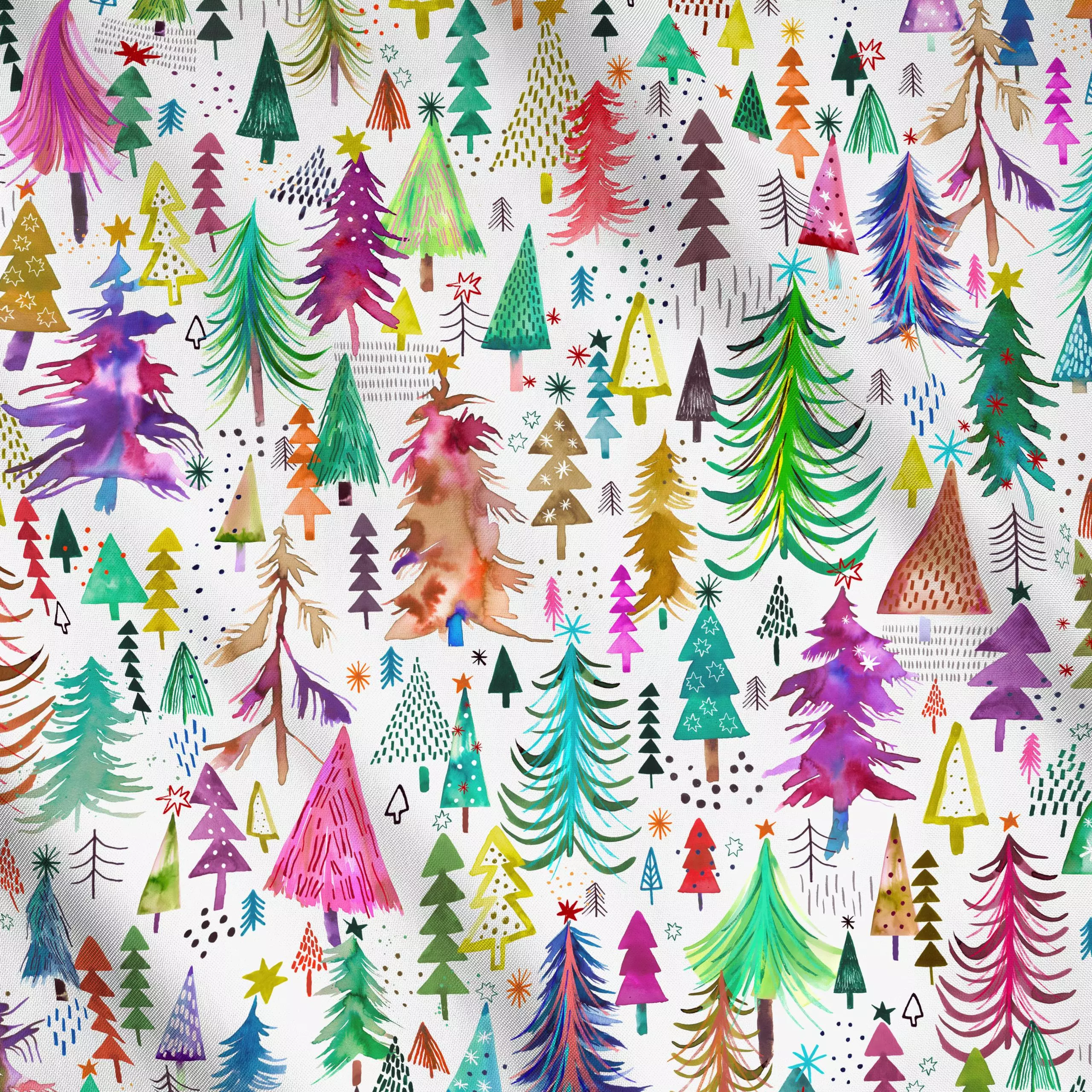 Meterware Colorful Christmas Trees - Natur & Landschaft, Weihnachten, Pflanzen & Botanik - von „Ninola Design "; Berge, Weih...