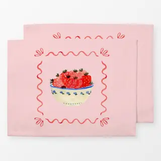 Tischset Midsummer Erdbeerschale rose