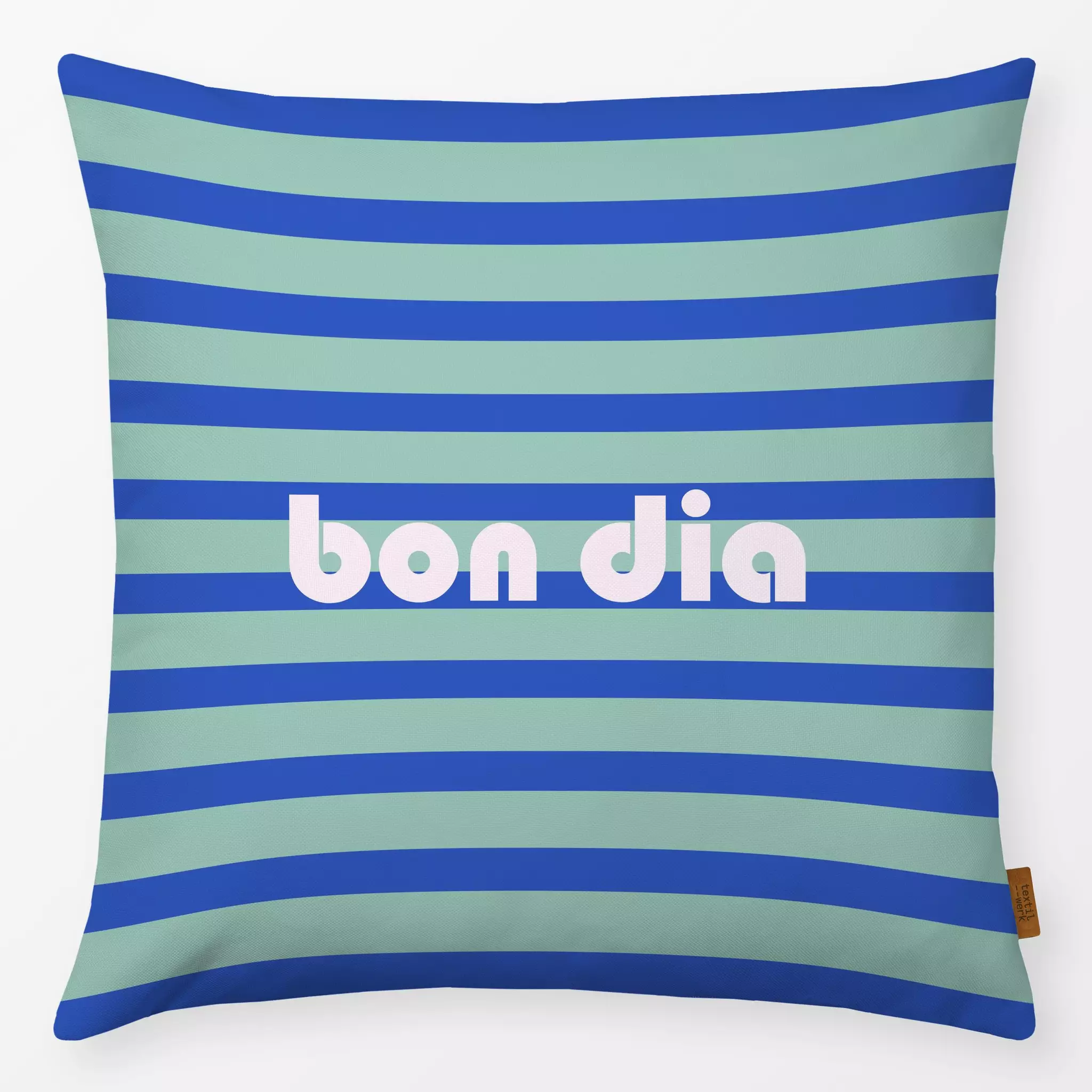 Kissen Kissen Bon Dia rayas azul y turquesa