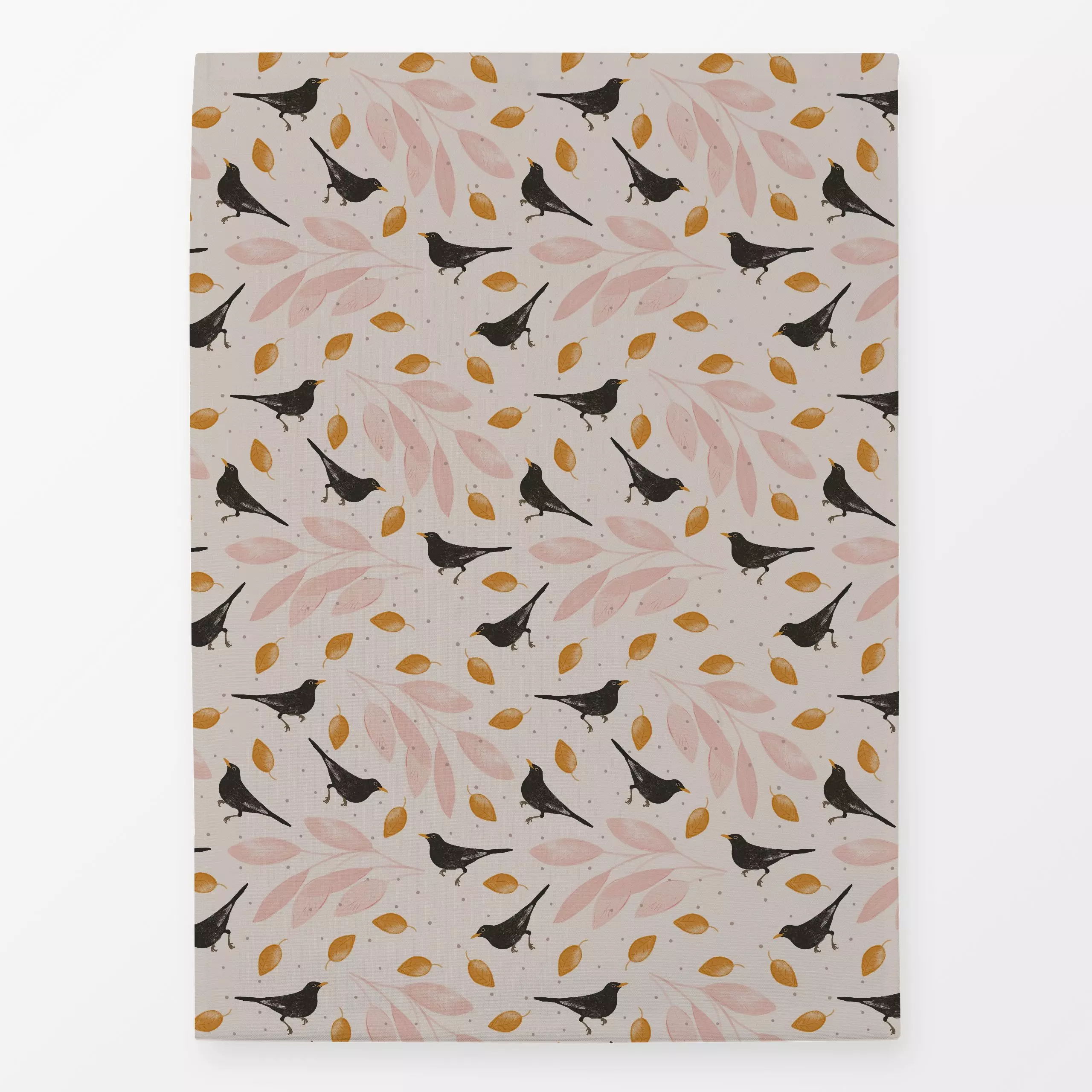 Geschirrtücher Amsel im Frühling - Frühling, Natur & Landschaft - von „Menina Lisboa "; Muster, Natur, schwarz, Illustration...