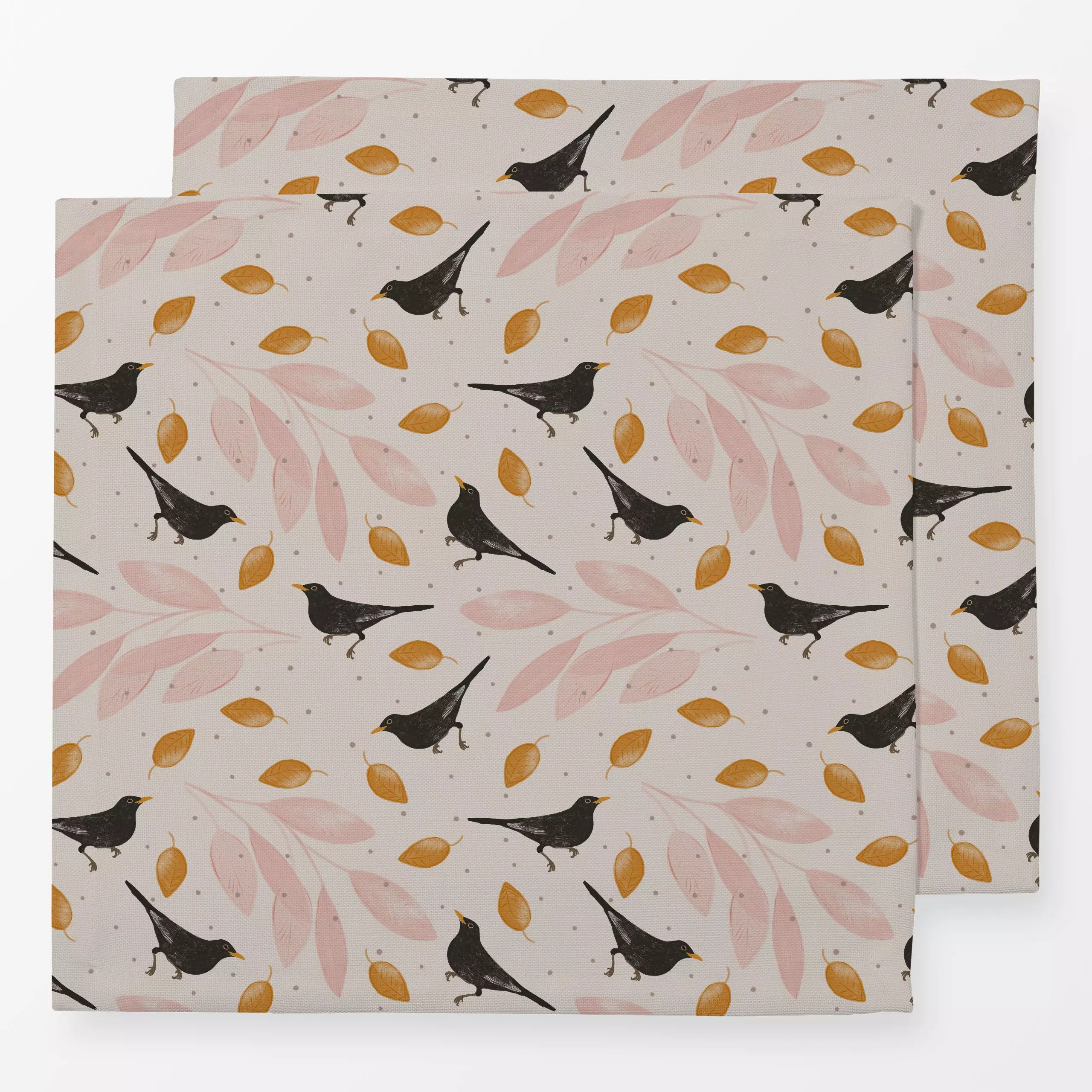 Servietten Amsel im Frühling - Frühling, Natur & Landschaft - von „Menina Lisboa "; Muster, Natur, schwarz, Illustration, Ki...