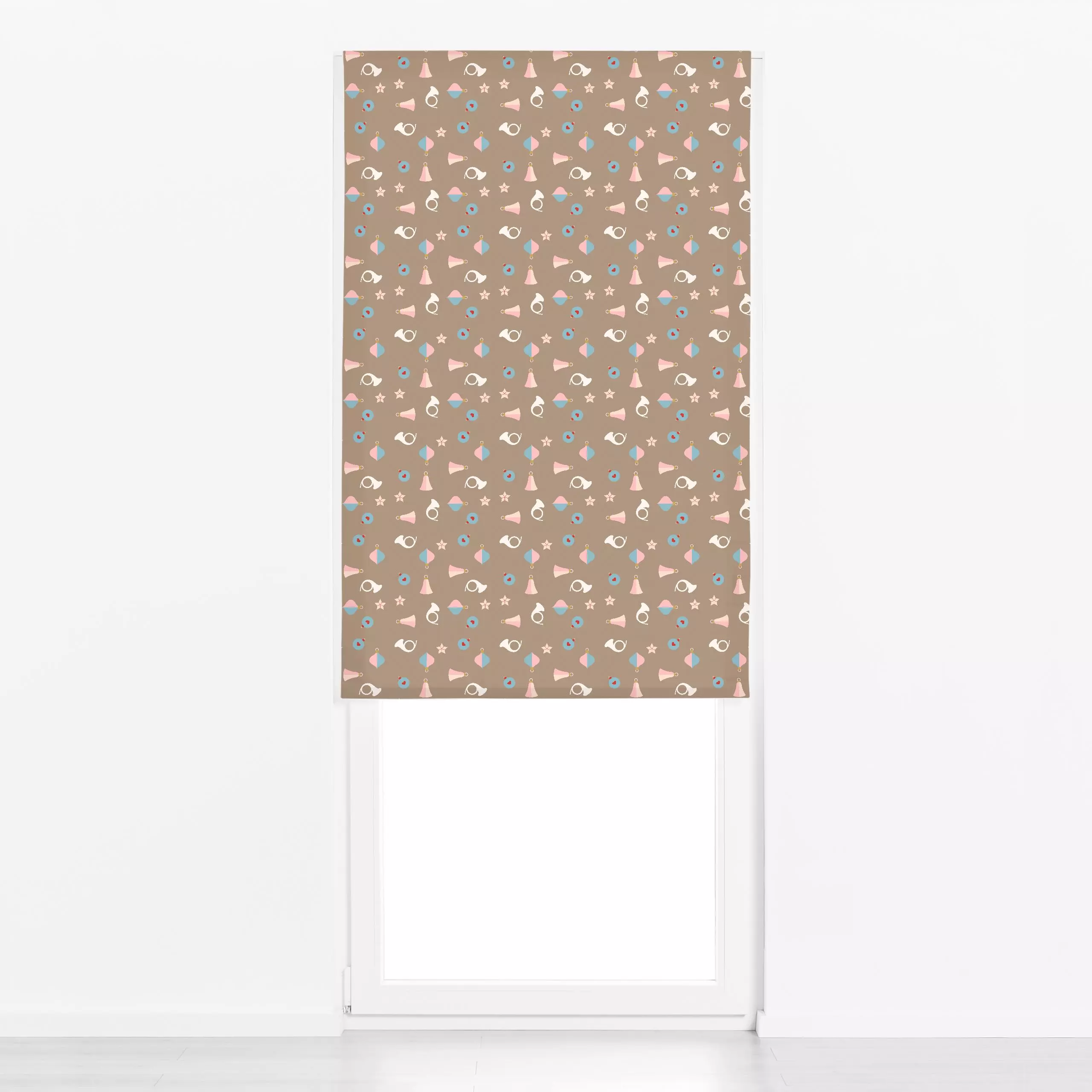 Raffrollo Wichtel Schmuck Pattern Braun - Kinderzimmer & Motive für Kinder, Weihnachten, Anlässe - von „Jana Moßmann"; Stern...