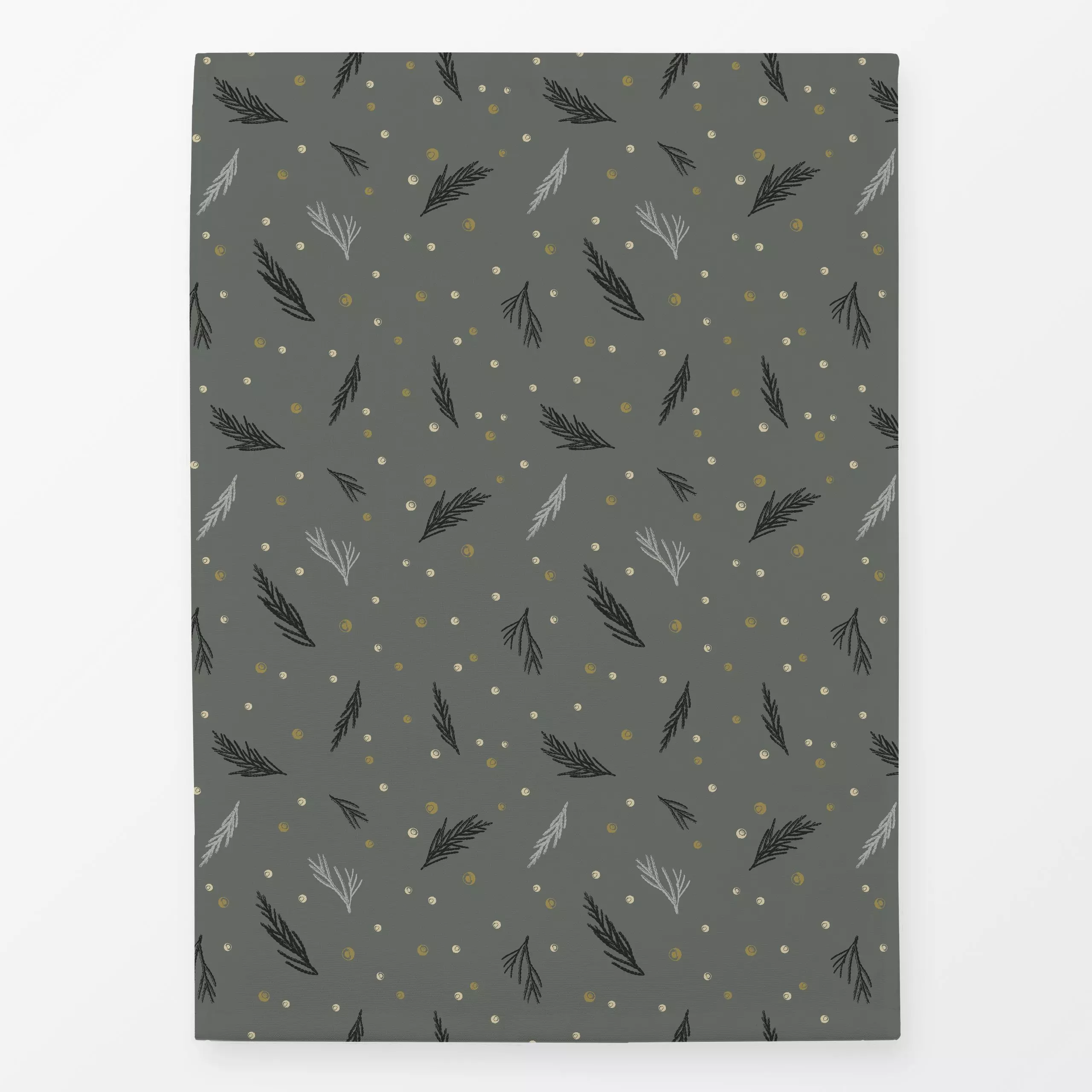 Geschirrtücher Tannenzweige grün & gold - Weihnachten, Pflanzen & Botanik - von „Carolin Vonhoff"; Muster, Punkte, Zweige, T...