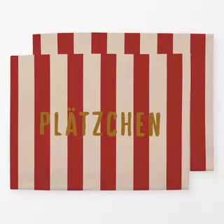 Tischset Plätzchen Rot Gold Streifen