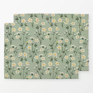 Tischset Wild Flowers White Green