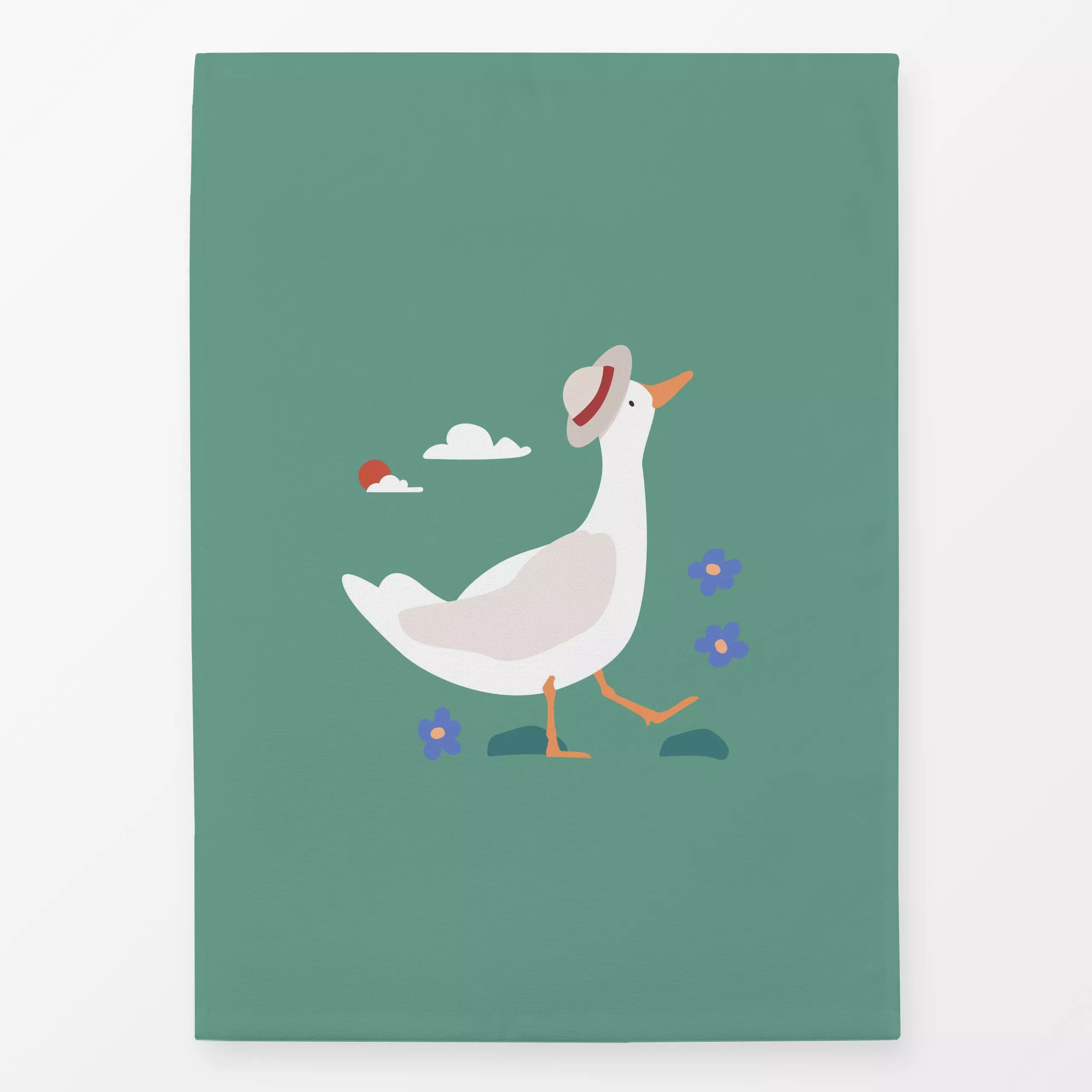 Geschirrtücher Gans in der Blumenwiese grün - Blumen & Florales, Frühling, Kinderzimmer & Motive für Kinder - von „Jana Moßm...