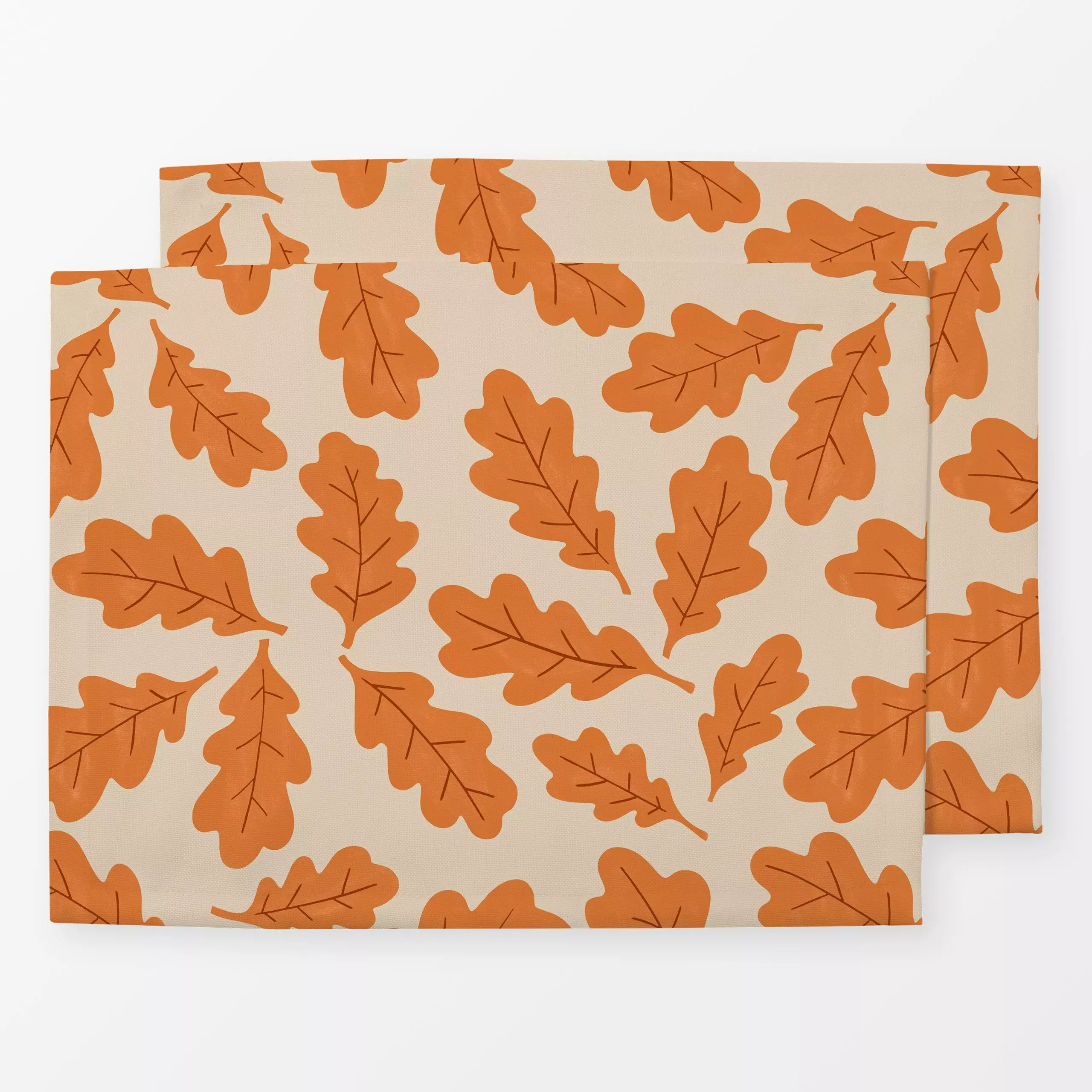 Tischset Eichelblätter orange - Herbst - von „Studio Kesse"; Natur, Blätter, Laub, Wald, Herbst, herbstlich, outdoorkissen, ...