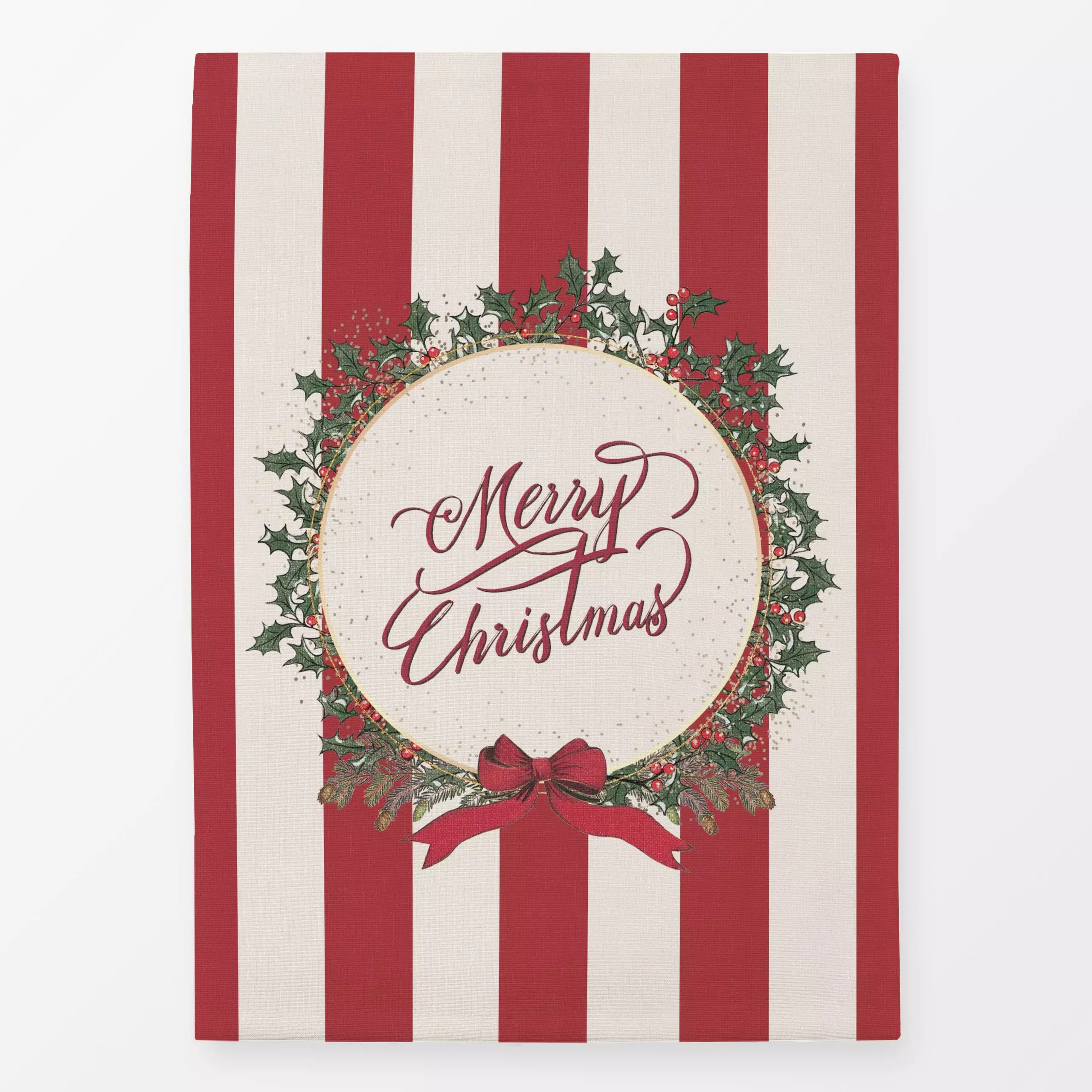 Geschirrtücher Christmas wreath stripes III - Sprüche & Schriftzüge, Weihnachten, Symbole & Muster - von „Bloomery Decor"; M...