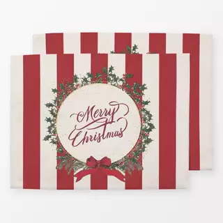 Tischset Christmas wreath stripes III