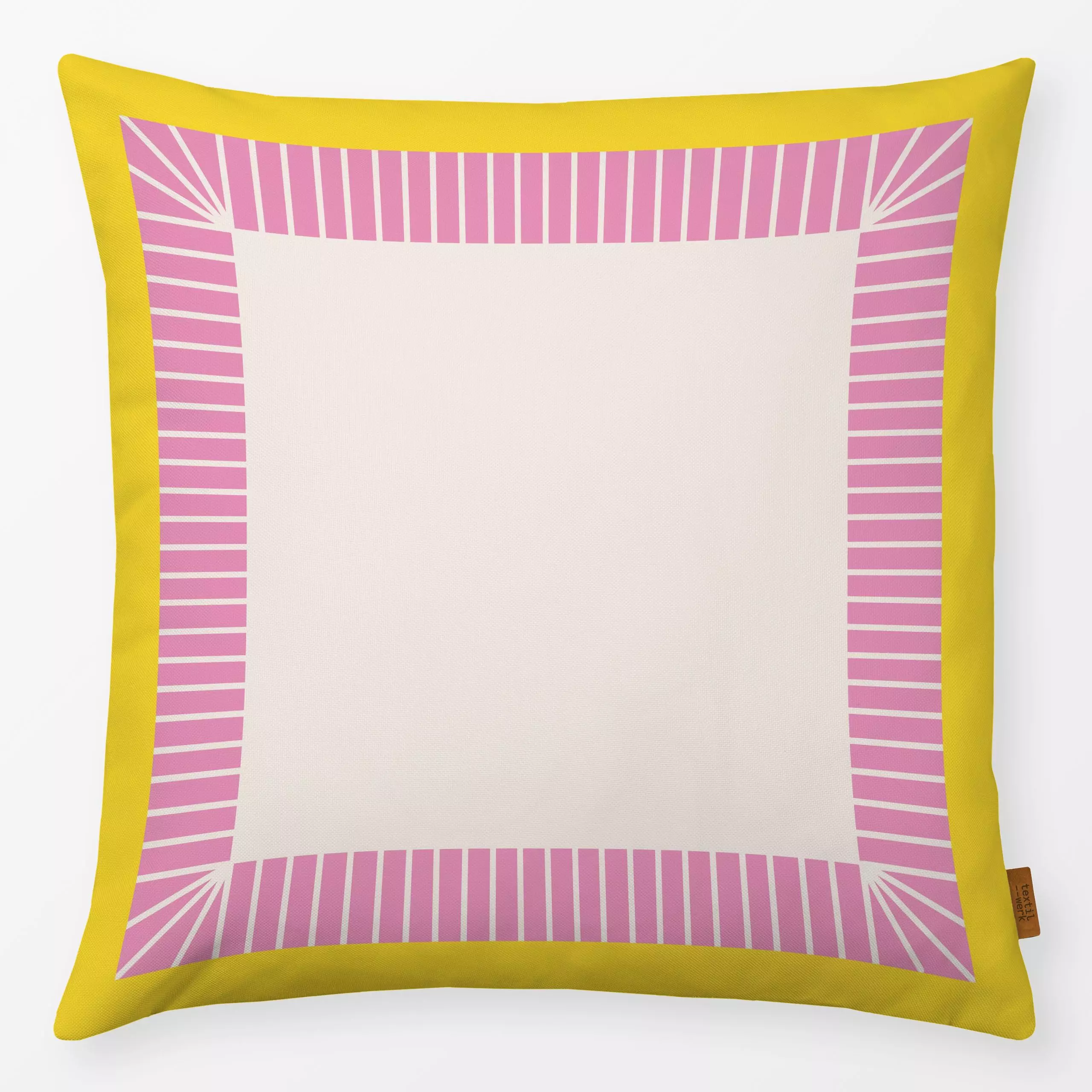 Kissen Streifen Gelb Pink - Symbole & Muster - von „Sophie Augustin Illustration"; Muster, Streifen, Esstisch, Tischset, din...