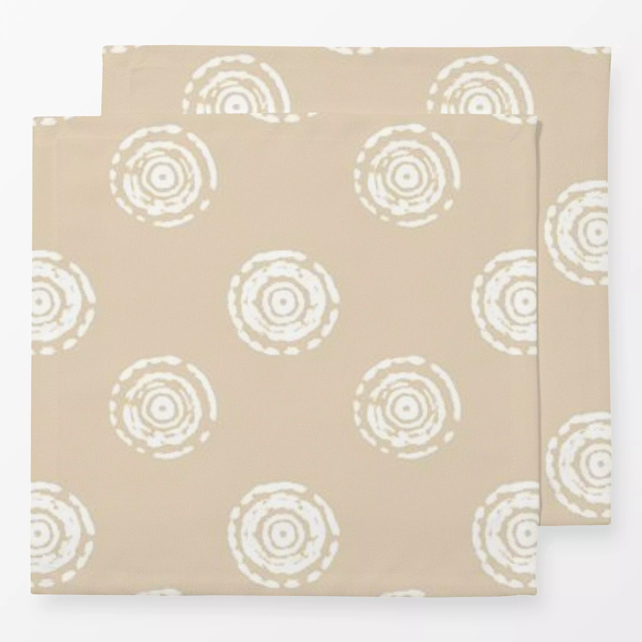 Servietten Indigobeige circle stamp - Symbole & Muster, Retro & Vintage - von „Eda Şahin"; boho, Muster, Kreise, blockprint