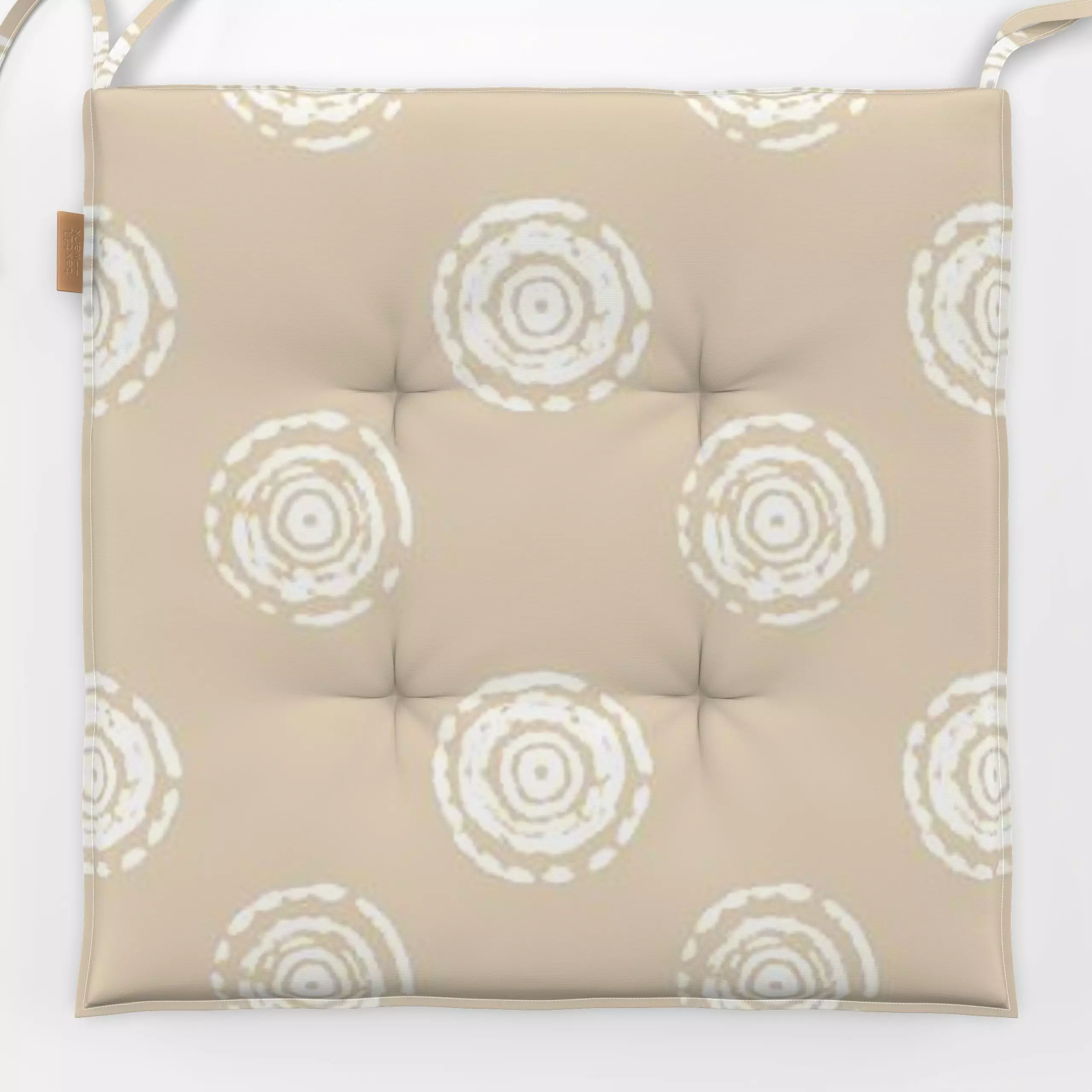 Sitzkissen Indigobeige circle stamp - Symbole & Muster, Retro & Vintage - von „Eda Şahin"; boho, Muster, Kreise, blockprint