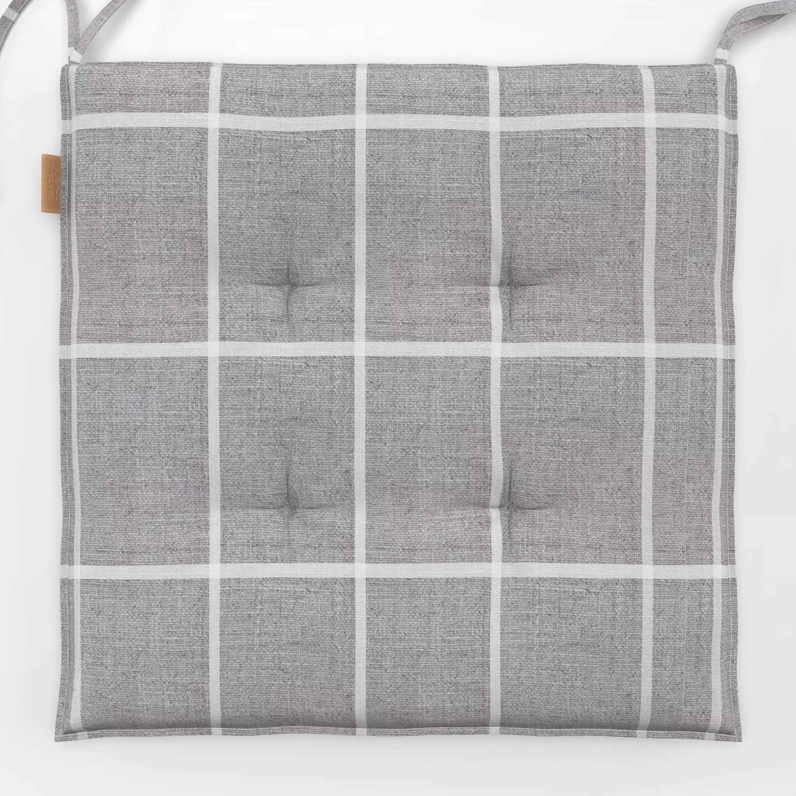 Sitzkissen Großes Karo grau - Symbole & Muster - von „Alisa Knöß"; minimal, grau, skandinavisch, Leinen, grid, Karo, Nordic,...