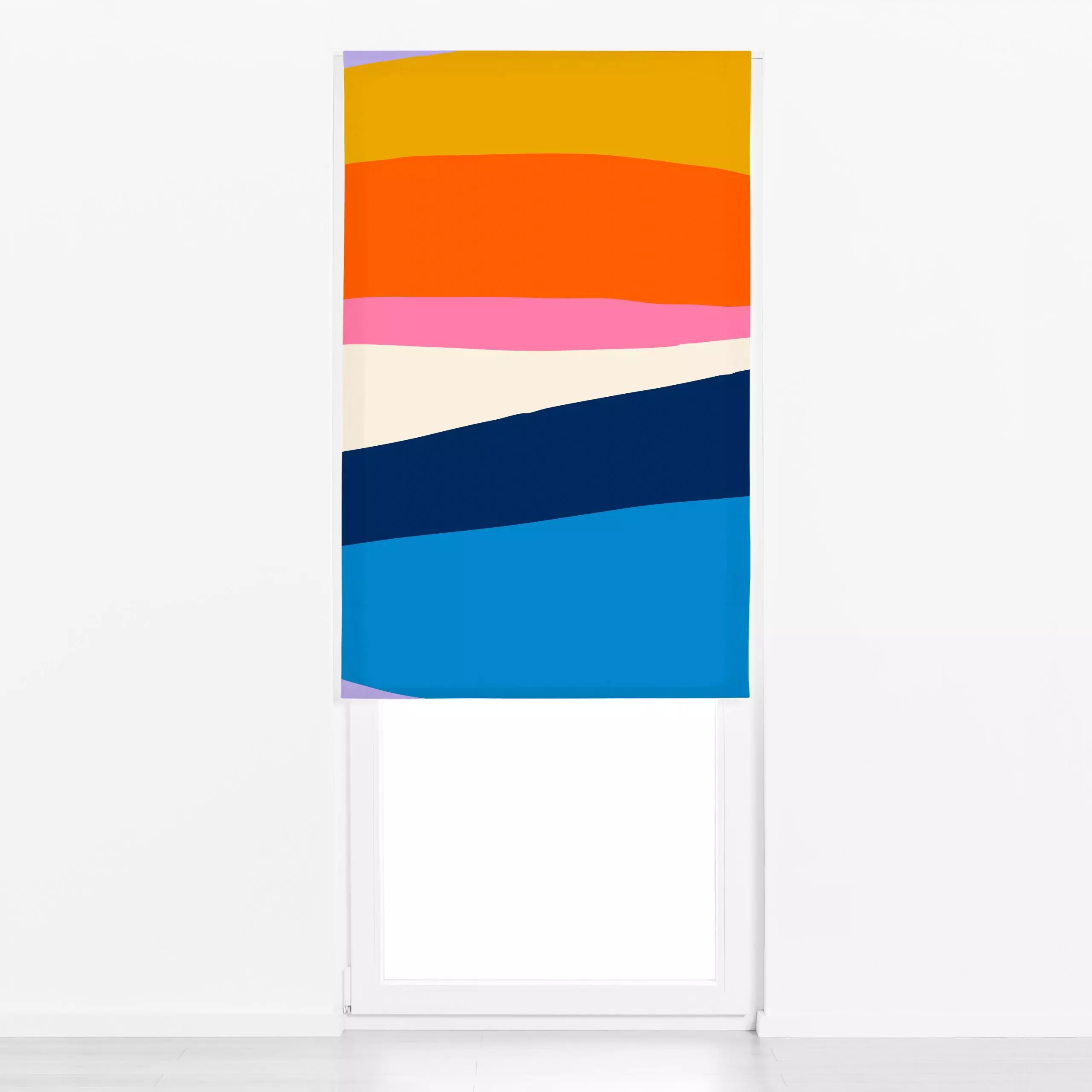 Raffrollo Sommer Wellen 1 - Sommer, Symbole & Muster - von „Studio Memb"; abstrakt, Blaugrau, Sommerblumen, Meer, formen, we...