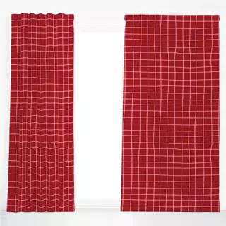Dekovorhang Wavy Checks Red