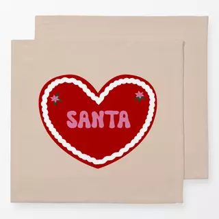 Servietten Lebkuchenherz Rot Santa