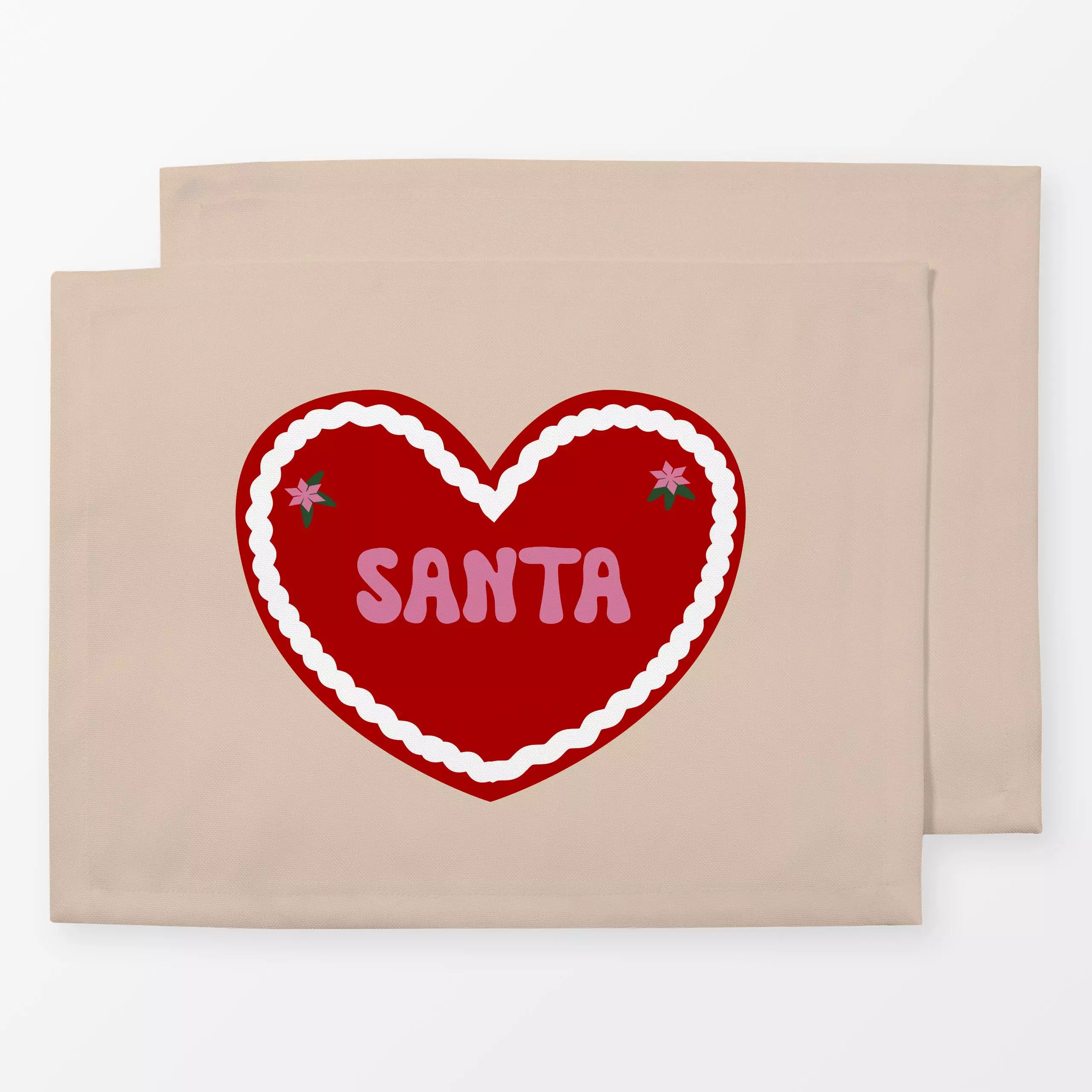 Tischset Lebkuchenherz Rot Santa - Sprüche & Schriftzüge, Weihnachten, Winter - von „Alisa Knöß"; Weihnachtsmann, Weihnachts...