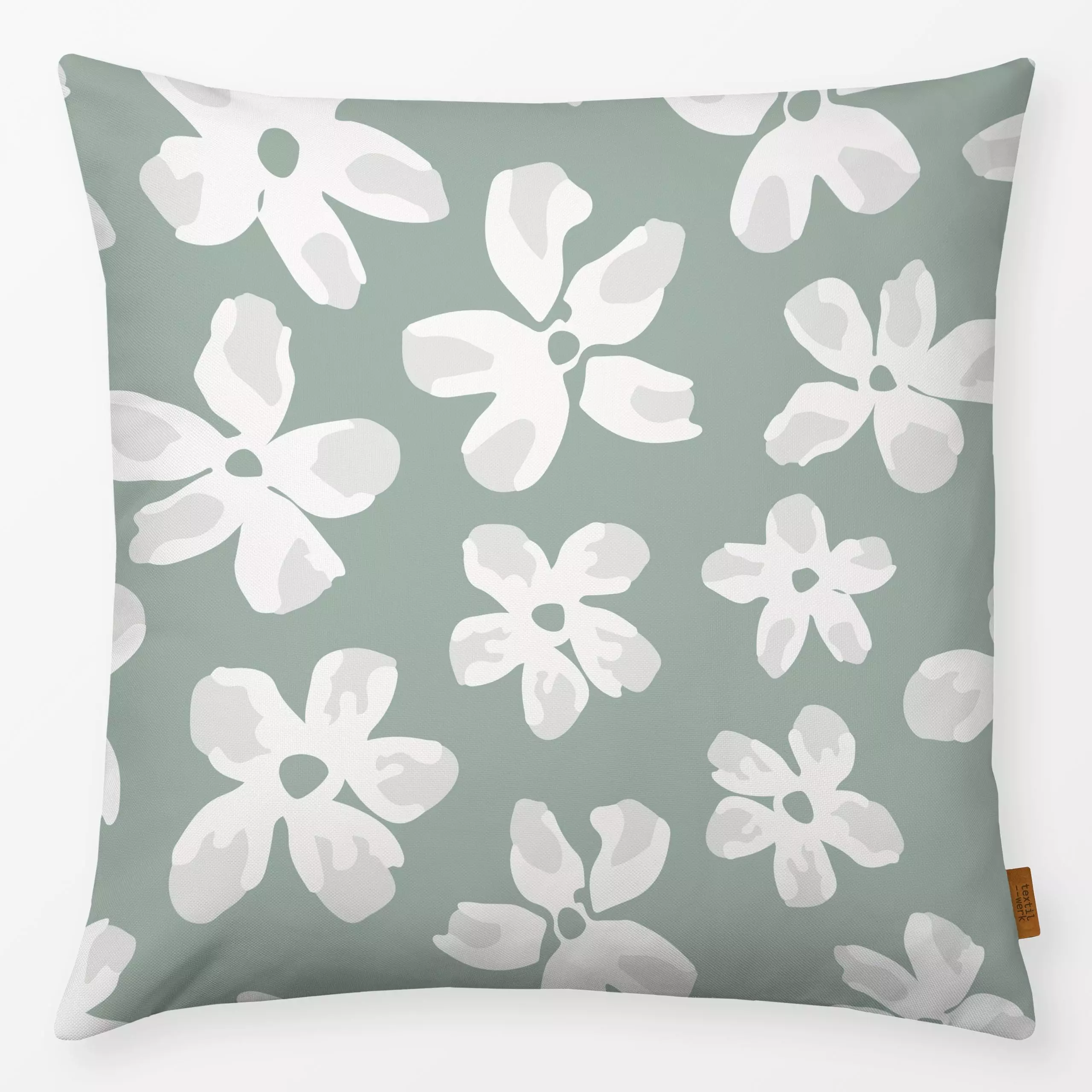 Kissen Abstrakte Blüten naturals grün - Blumen & Florales, Symbole & Muster - von „Kathrin Woo"; Muster, abstrakt, Trockenbl...
