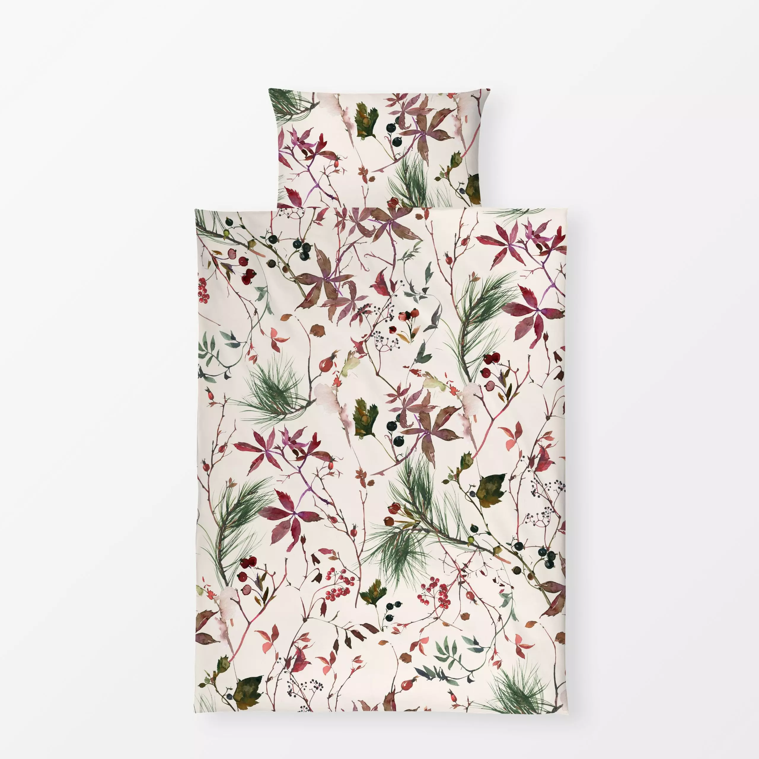 Bettwäsche Herbststimmung beige - Blumen & Florales, Pflanzen & Botanik - von „Uta Naumann"; boho, skandinavisch, Blätter, Z...