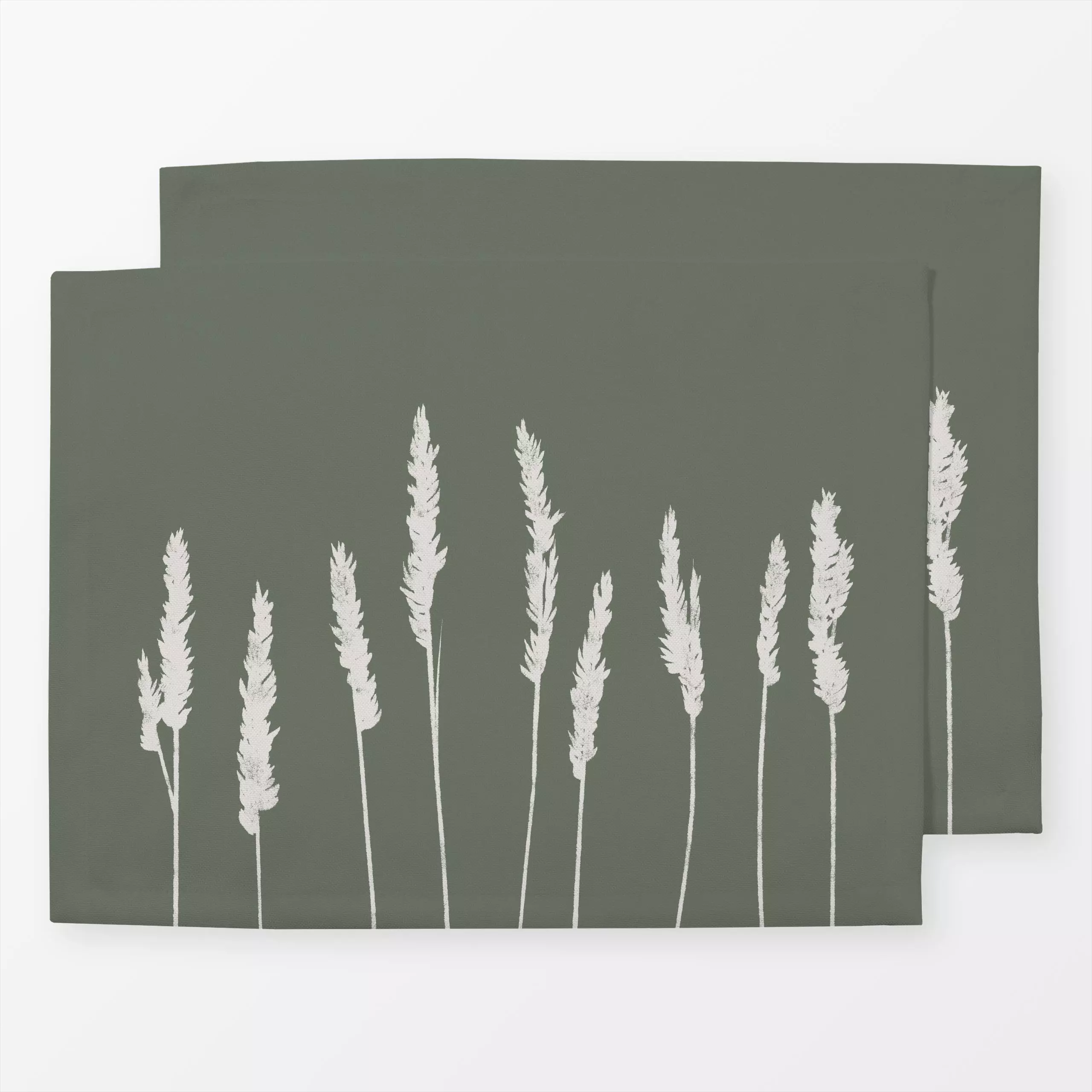Tischset Strandhafer Grün Dunkel - Blumen & Florales - von „textilwerk x hejmelig"; Trockenblumen, Gras, hejmelig, sommerhus...