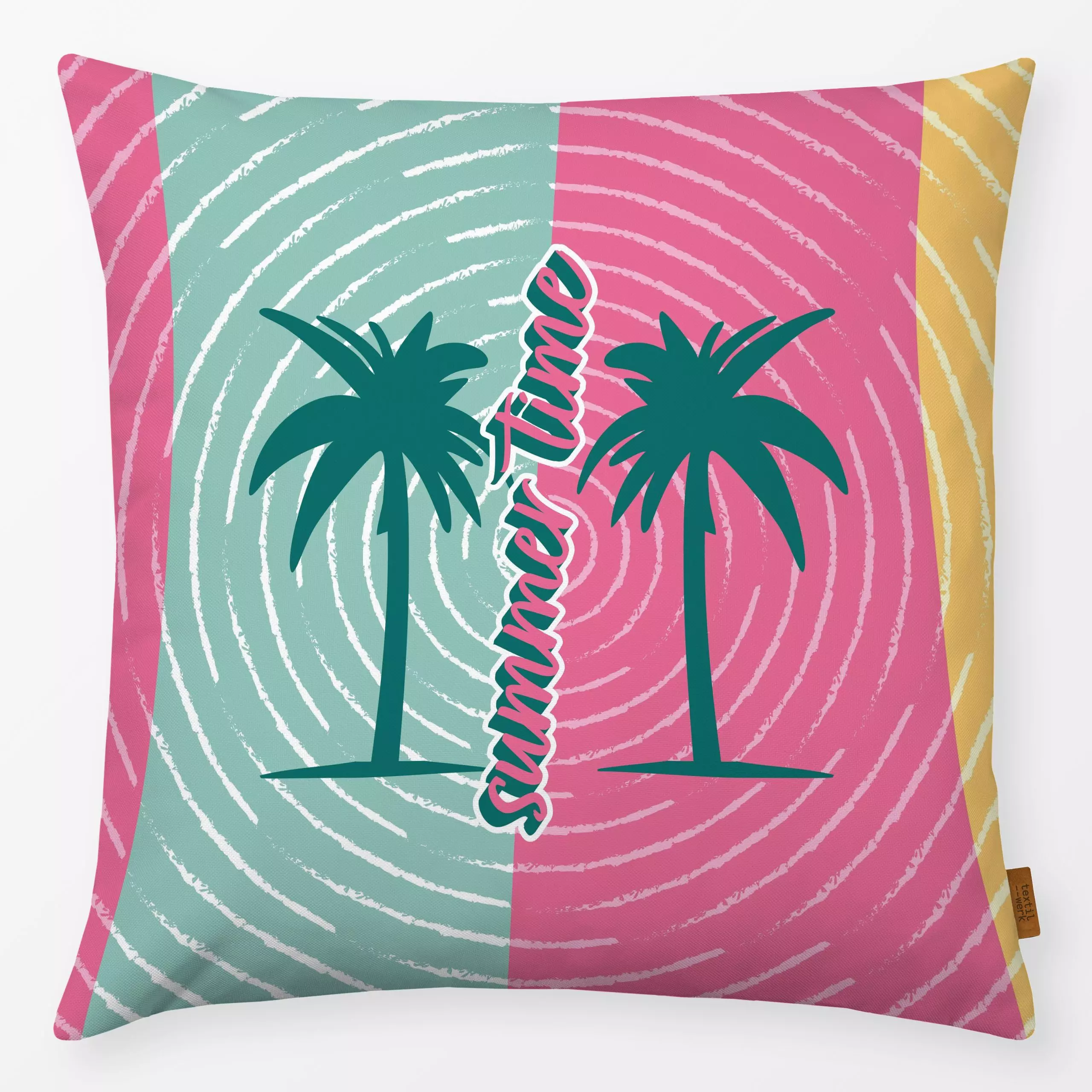 Kissen Summer Time - Sprüche & Schriftzüge, Retro & Vintage - von „Kantioler Design"; Palmen, Sonne, summer, Beach, Summerfe...