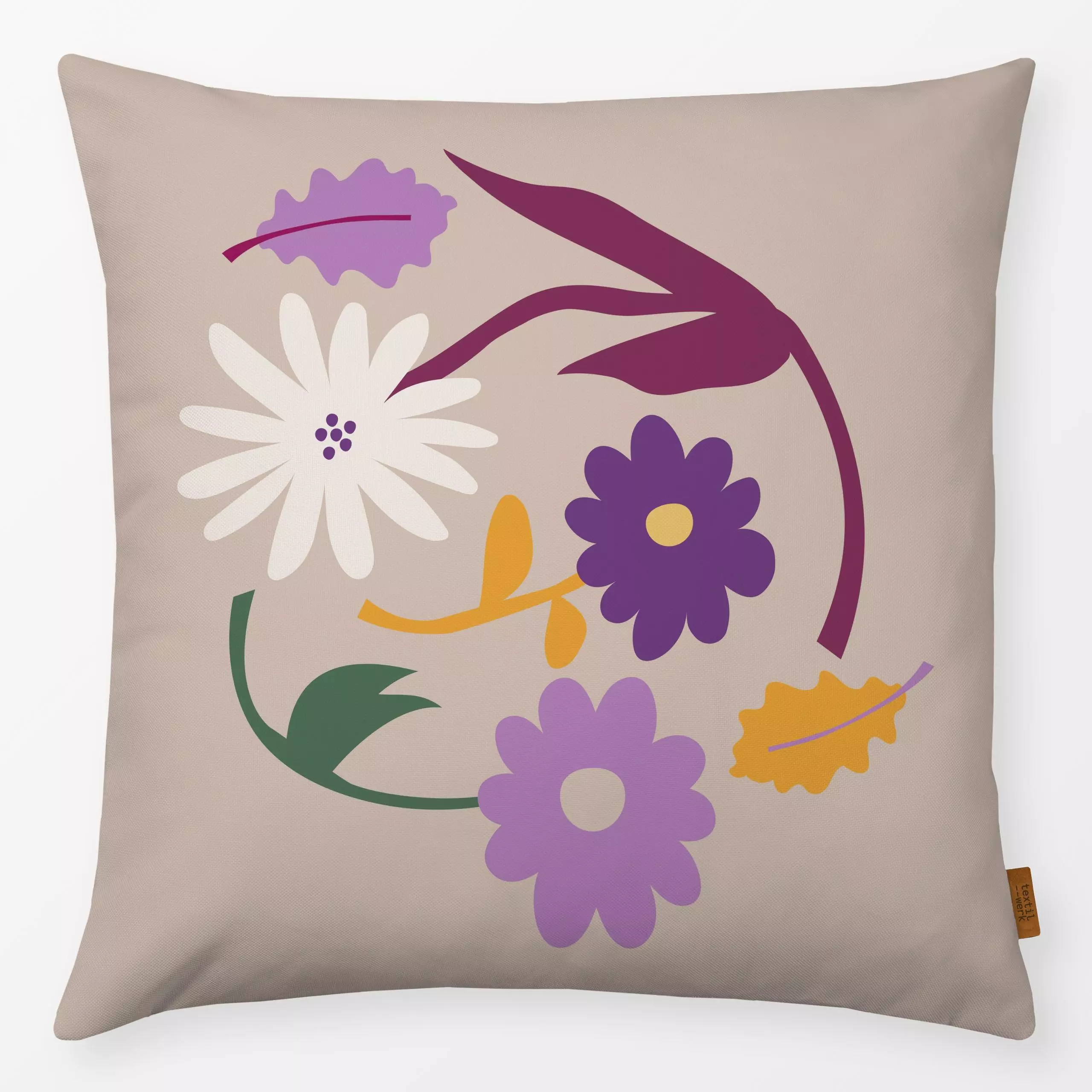 Kissen Fall Love Flower Set 1 - Herbst, Pflanzen & Botanik - von „Jana Driver"; Blumen, Blätter, beige, Herbst, bunt, janadr...