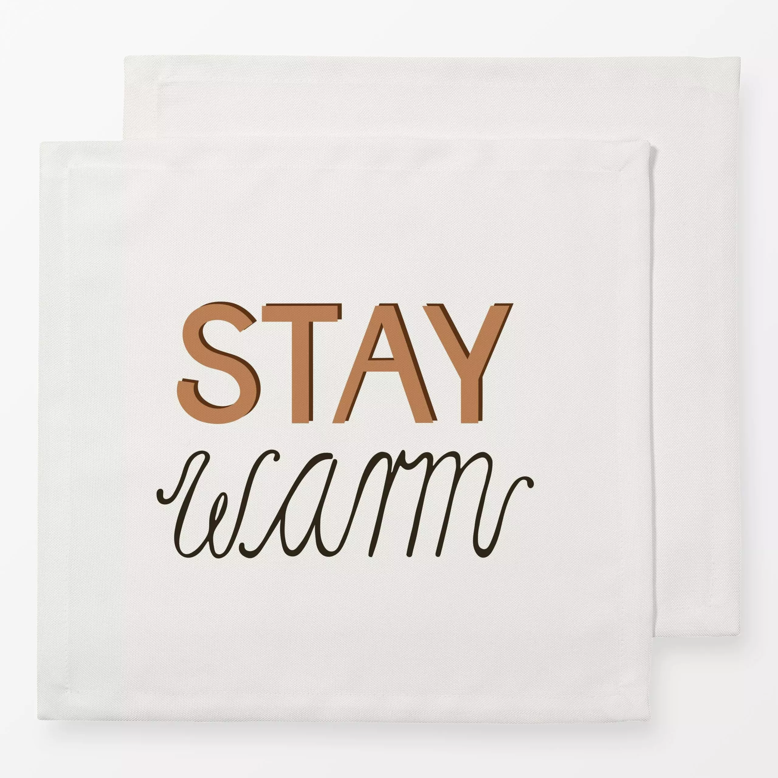 Servietten Stay Warm Spruchkissen beige - Sprüche & Schriftzüge, Weihnachten, Winter - von „Kathrin Woo"; Weihnachten, Winte...