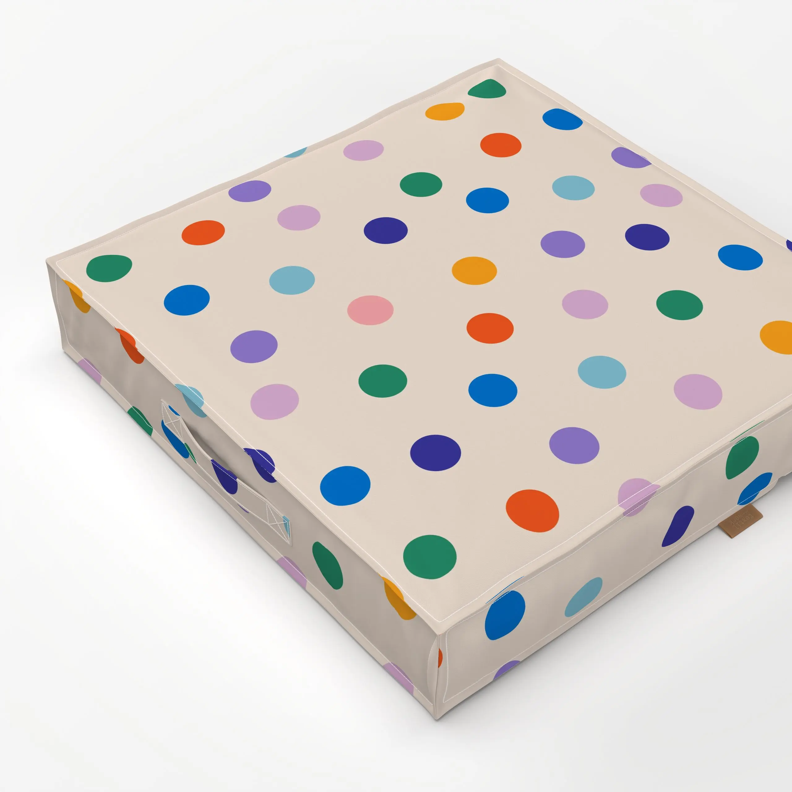 Bodenkissen Good Days Ahead Dots - Frühling, Symbole & Muster - von „Jana Driver"; Punkte, beige, Dots, bunt, Fruehling, jan...