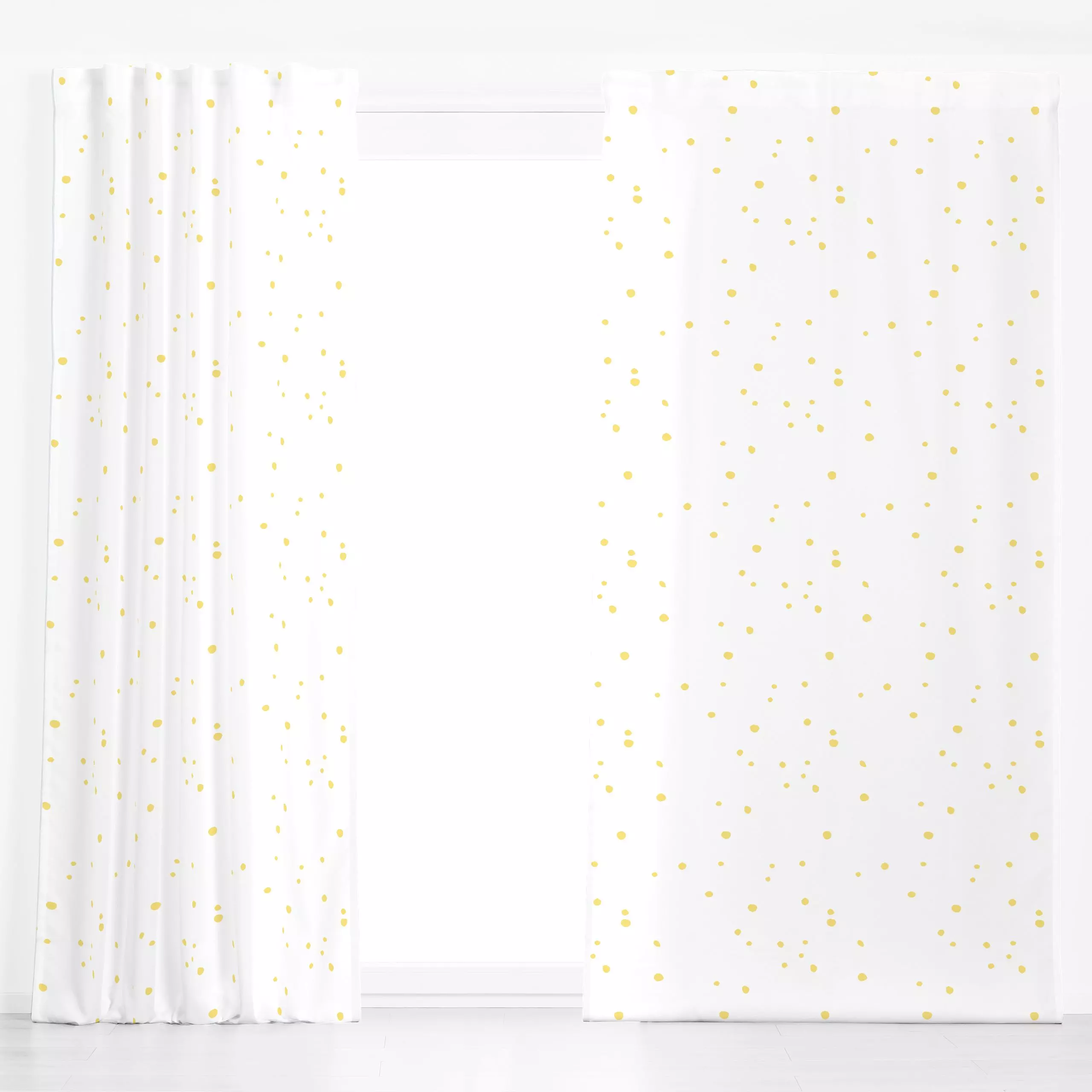 Dekovorhang gelbe Punkte - Frühling, Sommer, Symbole & Muster, Ostern - von „Carolin Vonhoff"; Muster, Punkte, Sonne, Dots, ...