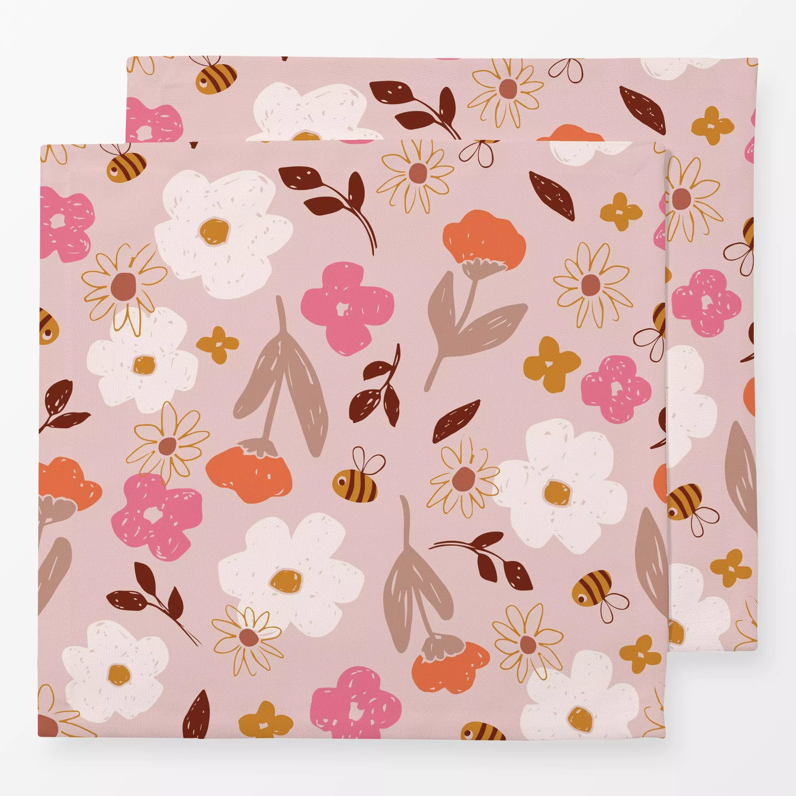 Servietten Bees And Blooms pink - Kinderzimmer & Motive für Kinder, Symbole & Muster - von „Kathrin Woo"; Kinder, niedlich, ...