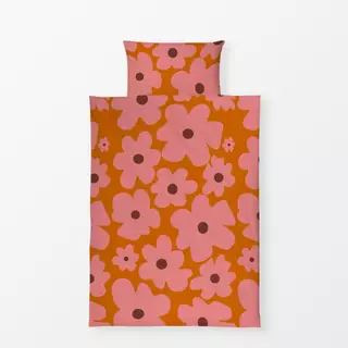 Bettwäsche Pinke Blumen Auf Orange