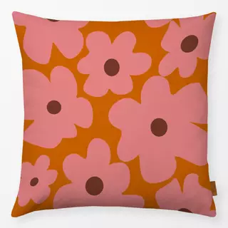 Kissen Pinke Blumen Auf Orange