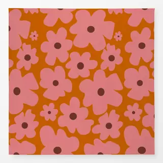 Tischdecke Pinke Blumen Auf Orange