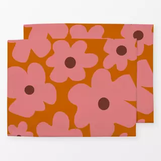 Tischset Pinke Blumen Auf Orange