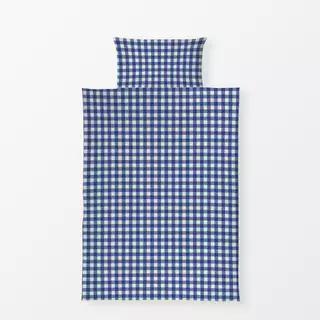 Bettwäsche Gingham Karo Blau Hell Beige
