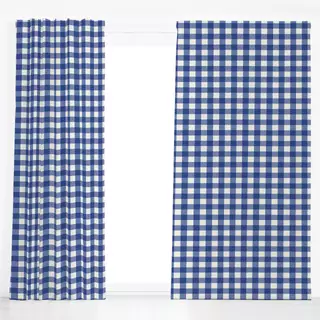 Dekovorhang Gingham Karo Blau Hell Beige