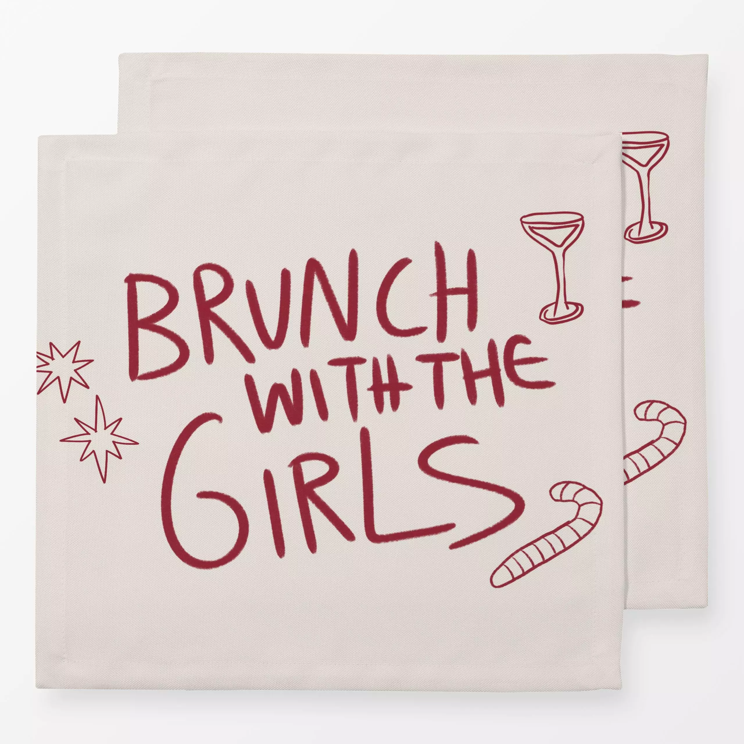 Servietten Brunch with the Girls Rot - Weihnachten, Anlässe - von „textilwerk"; Illustration, skandinavisch, Weihnachten, We...