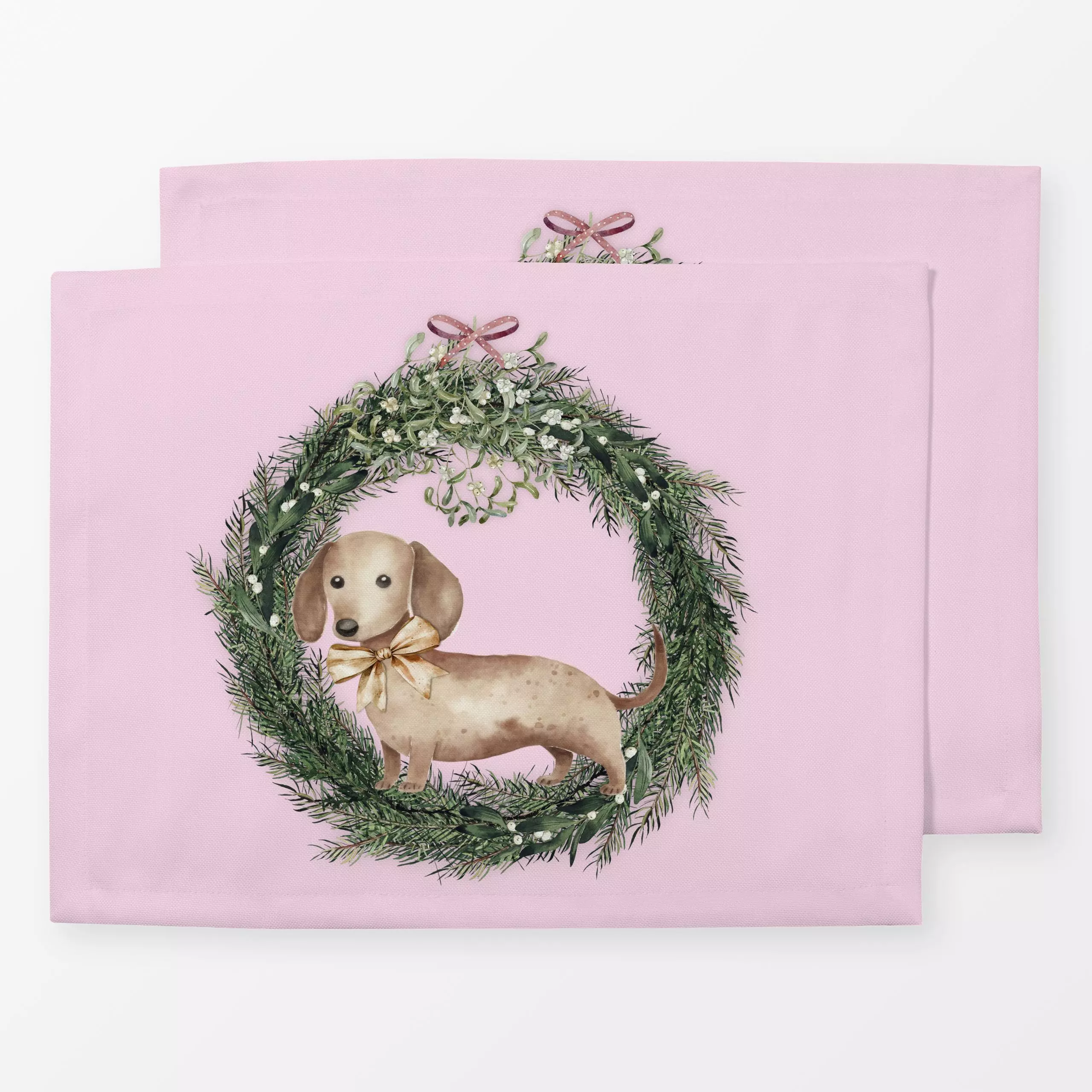 Tischset AlpenChic Dackel im Kranz - Tiere, Weihnachten - von „Monika Strigel"; Hund, Liebeszitate, Weihnachten, niedlich, W...