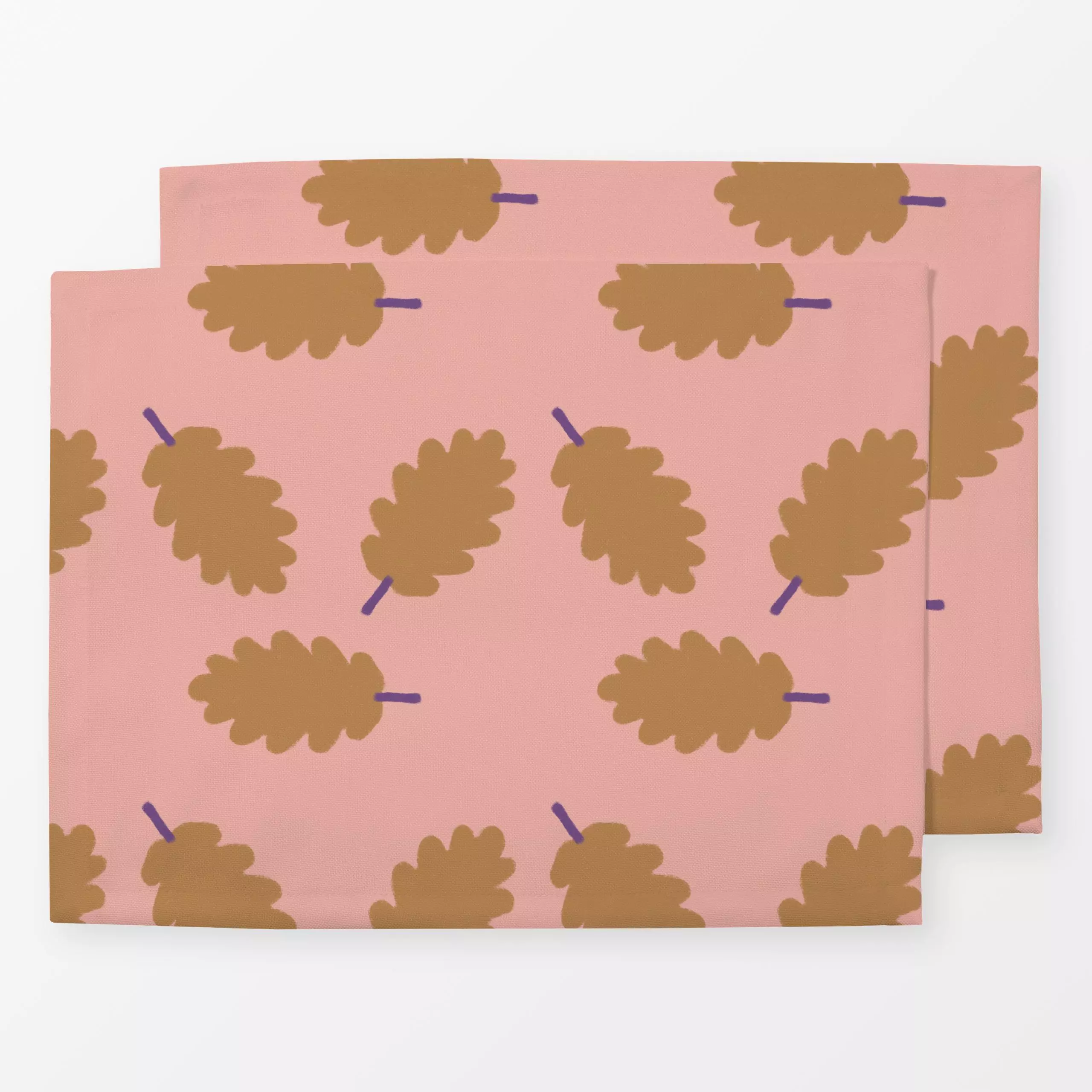Tischset Herbstblätter Auf Rosa - Blumen & Florales, Herbst - von „Alisa Knöß"; skandinavisch, Blätter, Nordic, Herbstdeko, ...