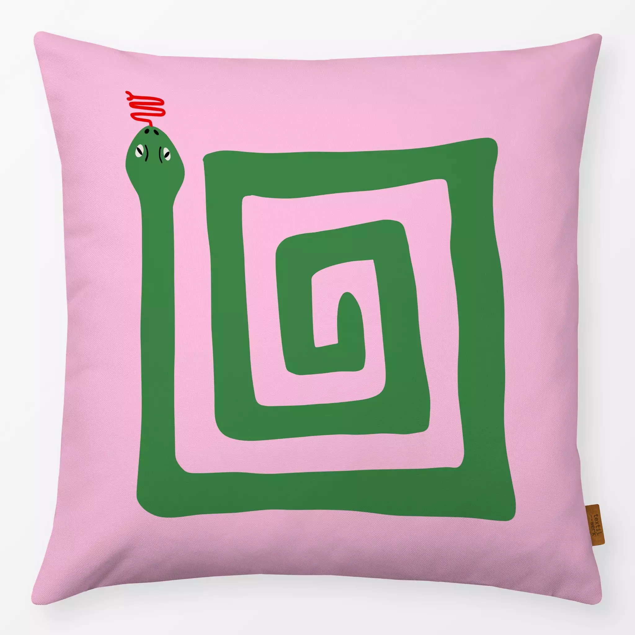 Kissen Kissen Snake Grün Pink
