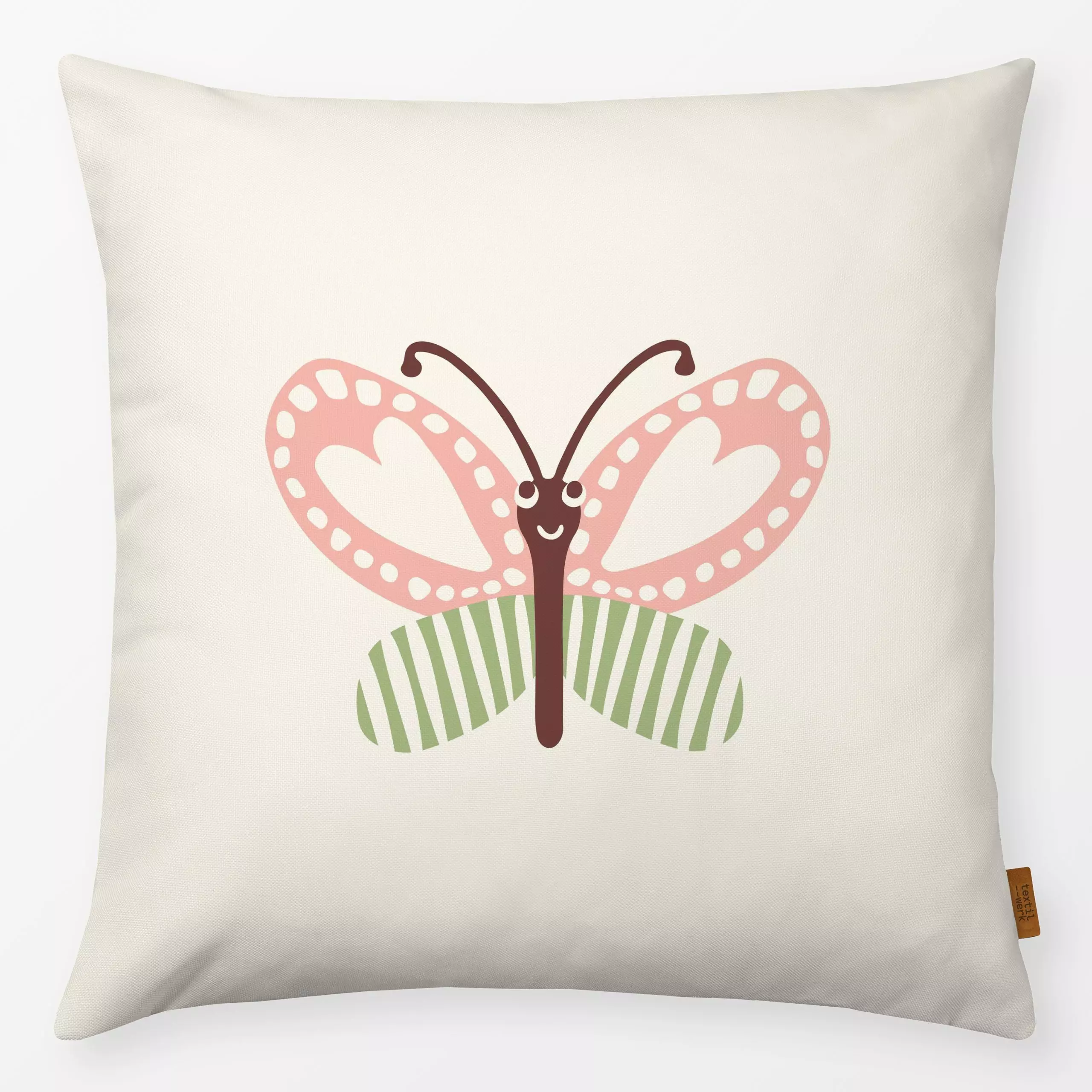 Kissen Schmetterling beige rosa grün - Frühling, Kinderzimmer & Motive für Kinder, Tiere - von „Kathrin Woo"; Kinder, Schmet...