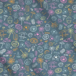 Meterware Sommer Reise Icons blau