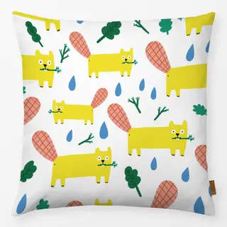 Kissen Biber mit Wassertropfen